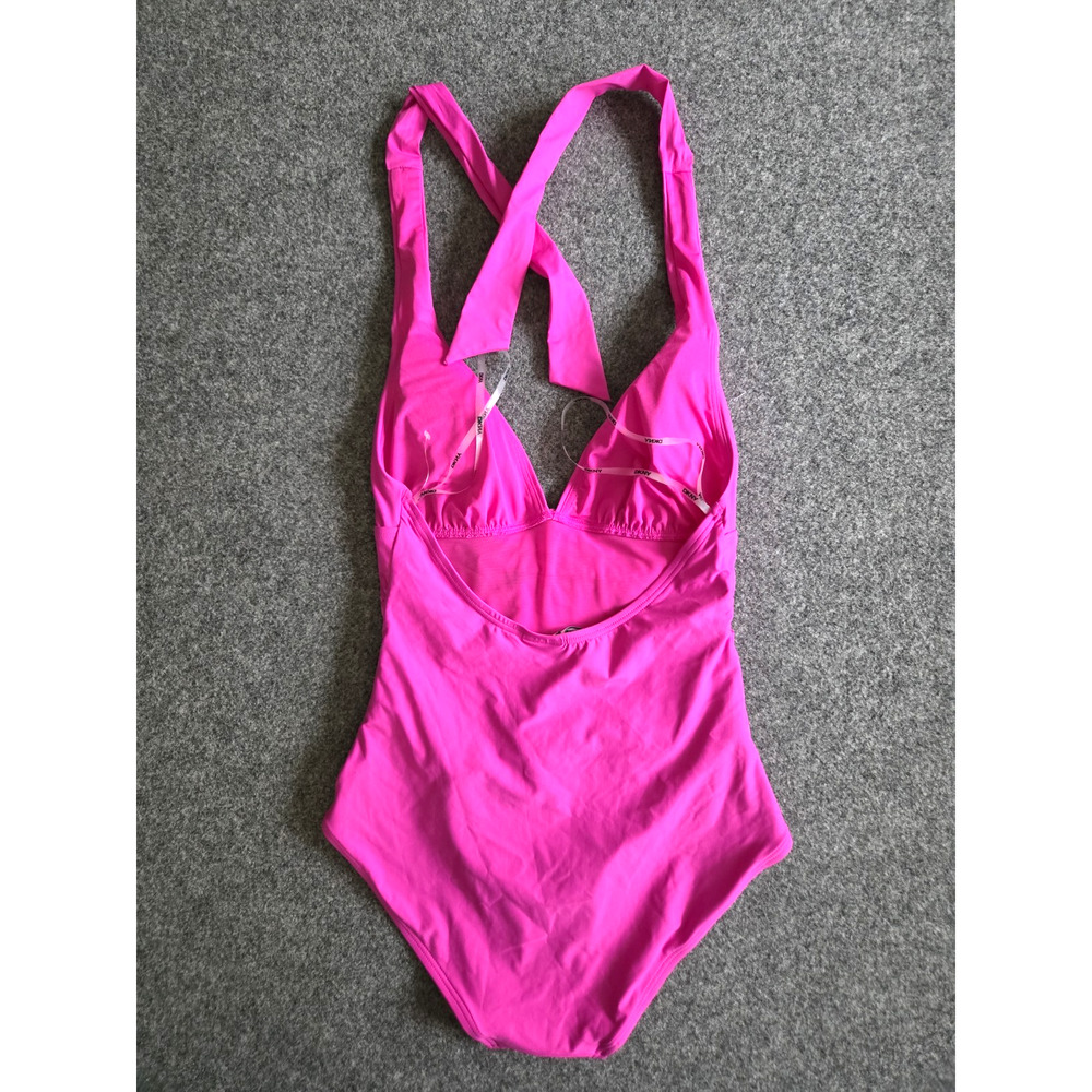 DKNY Women's Tie-Back Halter One-Piece Swimsuit Carnation Pink Size Medium NWOT - Picture 5 of 5